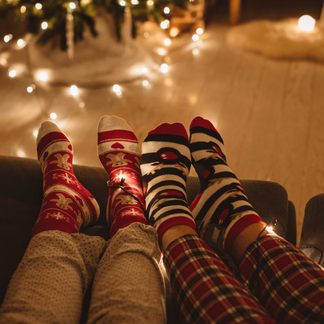 Cosy pjs, fairy lights and legs.